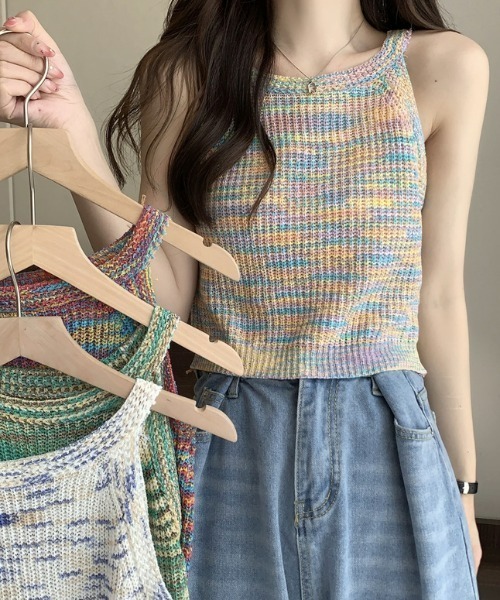 UNOF knit tank top ふじあみ　タンクトップ ànuke アンヌーク anuke / Cropped Knit Tanktop クロップドニ