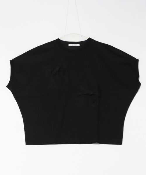 tシャツ スワイー天竺チュールリボン立体モチーフTシャツ レディース スワイー天竺チュールリボン立体モチーフTシャツ（Tシャツ
