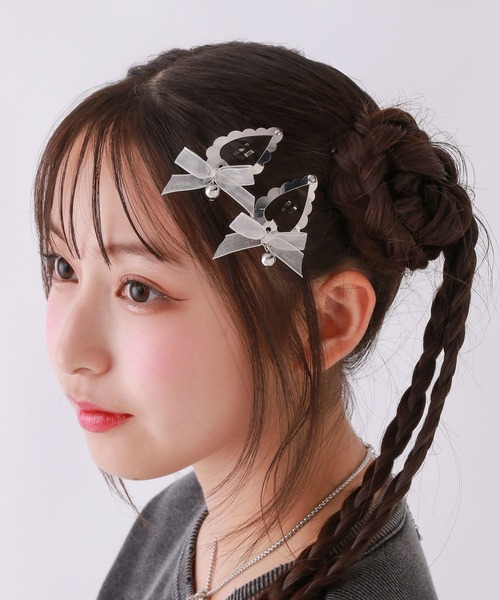 セール】リボンハート2Pパッチンピン（ヘアピン）｜repipi armario