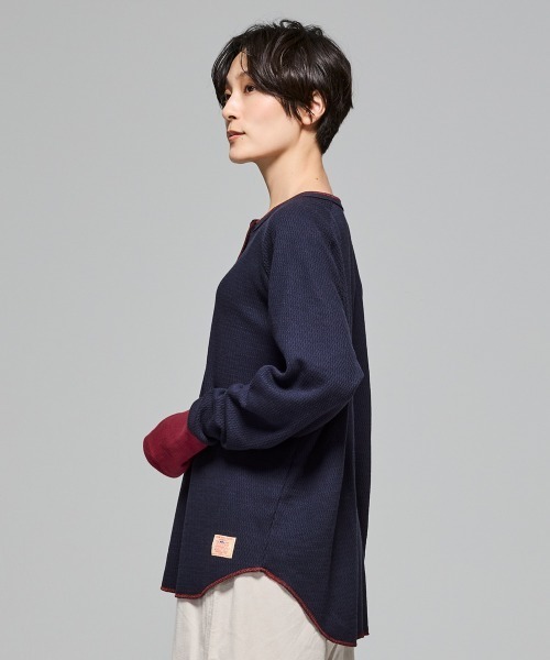 KRIFF MAYER Lady's Collection(クリフメイヤーレディースコレクション)の「ハニカムワッフルバイカラーロンT(Tシャツ/カットソー・レディース・カラフル/グレー/ナチュラル/ネイビー/チャコール・LARGE/MEDIUM)」の11枚目の写真