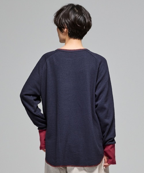 KRIFF MAYER Lady's Collection(クリフメイヤーレディースコレクション)の「ハニカムワッフルバイカラーロンT(Tシャツ/カットソー・レディース・カラフル/グレー/ナチュラル/ネイビー/チャコール・LARGE/MEDIUM)」の12枚目の写真