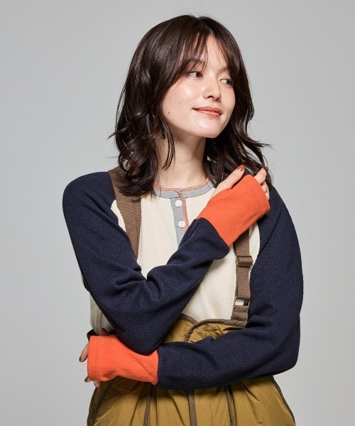 KRIFF MAYER Lady's Collection(クリフメイヤーレディースコレクション)の「ハニカムワッフルバイカラーロンT(Tシャツ/カットソー・レディース・カラフル/グレー/ナチュラル/ネイビー/チャコール・LARGE/MEDIUM)」の17枚目の写真