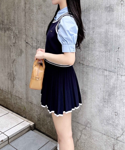 INGNI(イング)の「ニットベスト+ニットミニスカパン/セットアップ(セットアップ・レディース・ベージュ/ネイビー/グレー・M)」の7枚目の写真