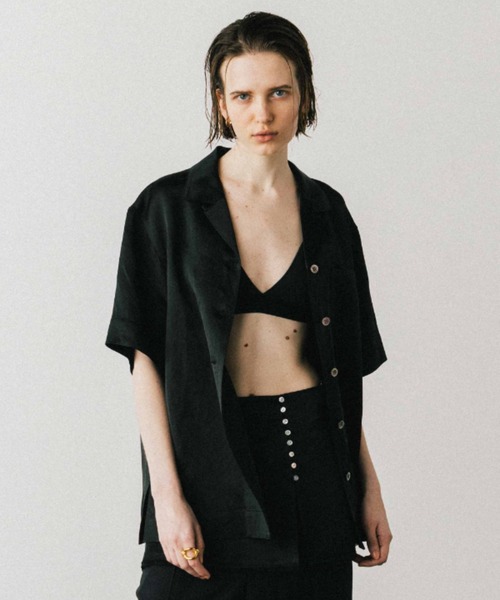 ブラウス シャツ ACETATE LINEN SATIN SHIRTS/アセテートリーンサテンシャツ レディース ACETATE LINEN SATIN SHIRTS/アセテートリーンサテンシャツ