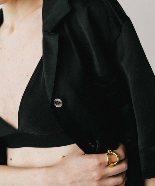 CREDONA（クレドナ）の「ACETATE LINEN SATIN SHIRTS/アセテートリーンサテンシャツ（シャツ/ブラウス・レディース・ブラック/ホワイト・FREE）」の20枚目の写真