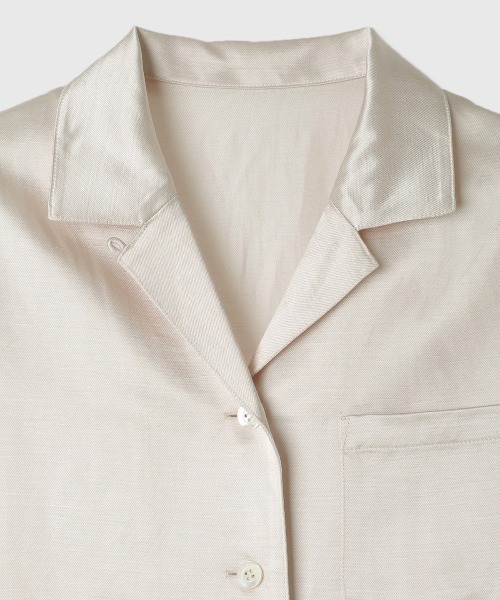 CREDONA（クレドナ）の「ACETATE LINEN SATIN SHIRTS/アセテートリーンサテンシャツ（シャツ/ブラウス・レディース・ブラック/ホワイト・FREE）」の13枚目の写真
