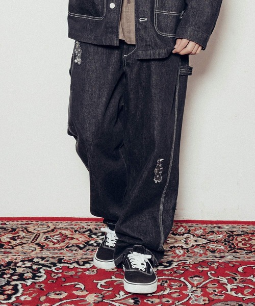 Subciety（サブサエティ）の「Patched painter pants（デニムパンツ・メンズ・インディゴブルー/ブラック・SMALL/MEDIUM/LARGE/X-LARGE）」の2枚目の写真