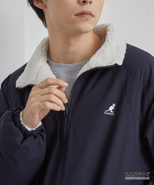 KANGOL（カンゴール）の「KANGOL/カンゴール 別注 ワンポイント ロゴ刺繍 2WAY リバーシブル ドロスト ボアブルゾン（ブルゾン・メンズ・ブラック/ライトグレー/ダークネイビー・L/M）」の7枚目の写真