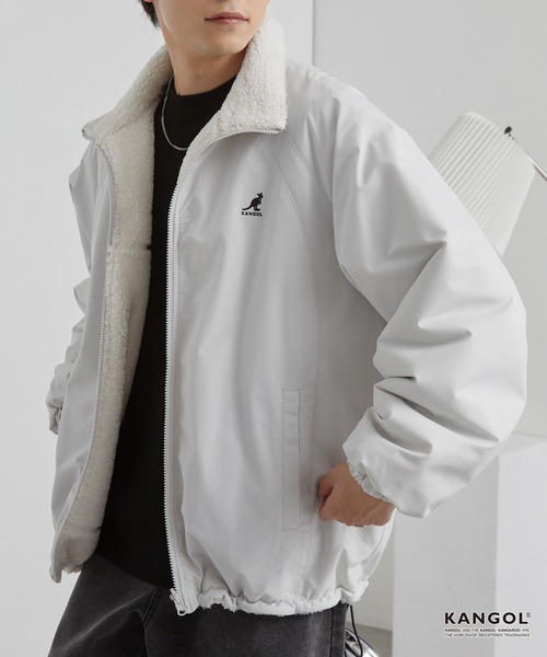 KANGOL（カンゴール）の「KANGOL/カンゴール 別注 ワンポイント ロゴ刺繍 2WAY リバーシブル ドロスト ボアブルゾン（ブルゾン・メンズ・ブラック/ライトグレー/ダークネイビー・L/M）」の17枚目の写真