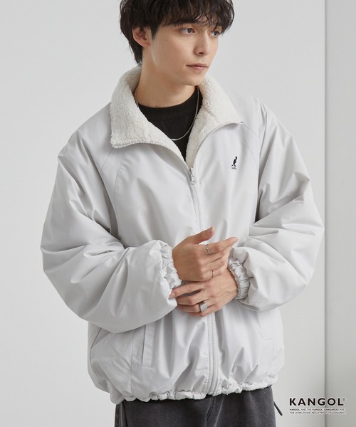 KANGOL（カンゴール）の「KANGOL/カンゴール 別注 ワンポイント ロゴ刺繍 2WAY リバーシブル ドロスト ボアブルゾン（ブルゾン・メンズ・ブラック/ライトグレー/ダークネイビー・L/M）」の21枚目の写真