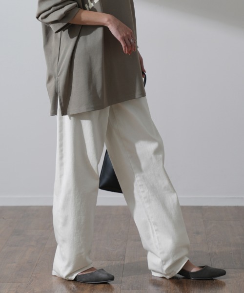 HUG.U（ハグユー）の「ストレッチコットンストレートパンツ（カーゴパンツ・レディース・ベージュ/ネイビー/ホワイト/ブラック/カーキ・S/M/L/LL）」の6枚目の写真