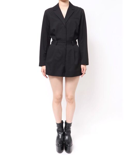 GYDA（ジェイダ）の「ジャケットデザインロンパース（つなぎ/オールインワン・レディース・アイボリー/ブラック・FREE）」の5枚目の写真