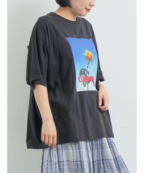SM2（エスエムツー）の「[接触冷感]バックシャーリング転写プリントTシャツ（Tシャツ/カットソー・レディース・オフホワイト/クリーム/ブラック/ピンク・F）」の13枚目の写真