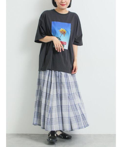 SM2（エスエムツー）の「[接触冷感]バックシャーリング転写プリントTシャツ（Tシャツ/カットソー・レディース・オフホワイト/クリーム/ブラック/ピンク・F）」の14枚目の写真