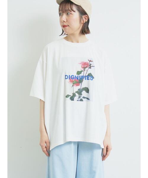 SM2（エスエムツー）の「[接触冷感]バックシャーリング転写プリントTシャツ（Tシャツ/カットソー・レディース・オフホワイト/クリーム/ブラック/ピンク・F）」の21枚目の写真