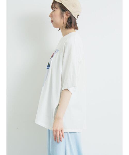 SM2（エスエムツー）の「[接触冷感]バックシャーリング転写プリントTシャツ（Tシャツ/カットソー・レディース・オフホワイト/クリーム/ブラック/ピンク・F）」の22枚目の写真