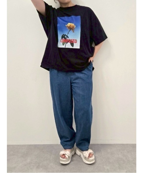 SM2（エスエムツー）の「[接触冷感]バックシャーリング転写プリントTシャツ（Tシャツ/カットソー・レディース・オフホワイト/クリーム/ブラック/ピンク・F）」の8枚目の写真