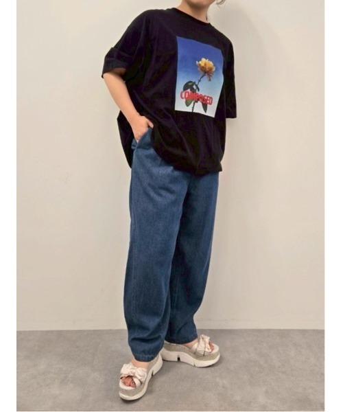 SM2（エスエムツー）の「[接触冷感]バックシャーリング転写プリントTシャツ（Tシャツ/カットソー・レディース・オフホワイト/クリーム/ブラック/ピンク・F）」の9枚目の写真