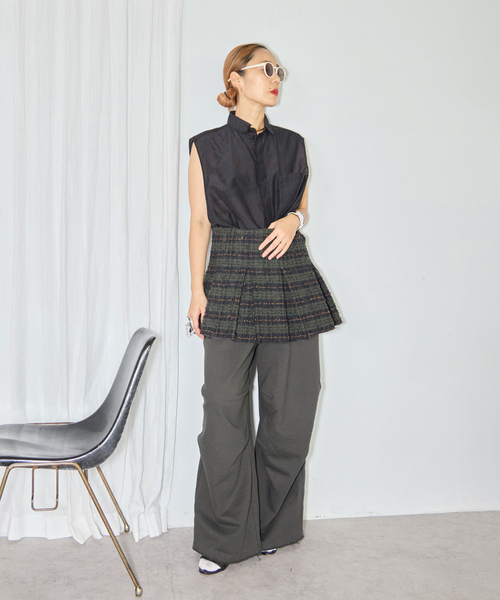 CITYSHOP（シティーショップ）の「OPPOSITE SHIRT VEST：シャツ（シャツ/ブラウス・レディース・ブラック/ホワイト・FREE）」の3枚目の写真