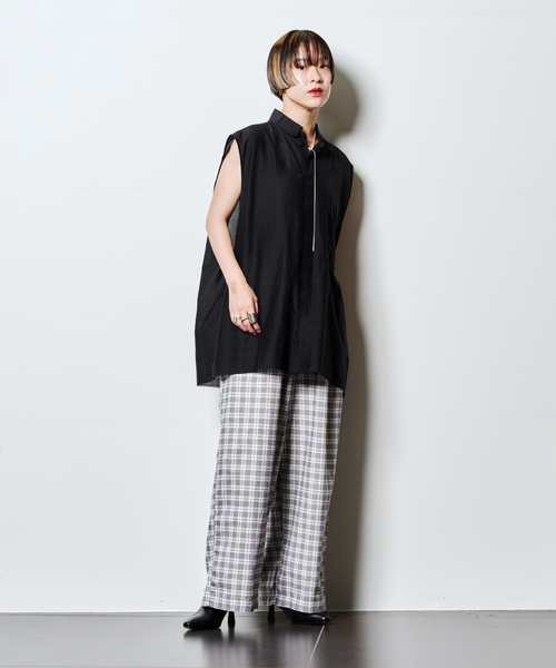 CITYSHOP（シティーショップ）の「OPPOSITE SHIRT VEST：シャツ（シャツ/ブラウス・レディース・ブラック/ホワイト・FREE）」の4枚目の写真