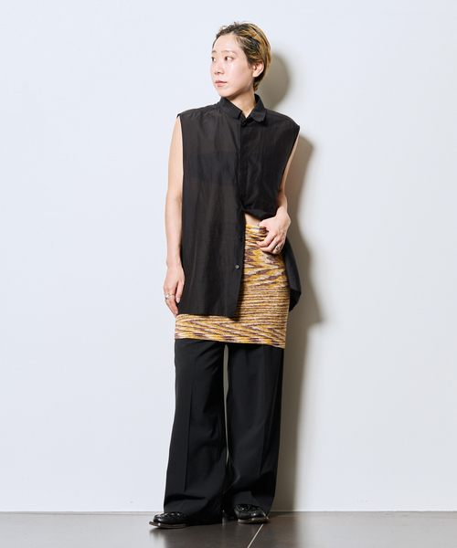 CITYSHOP（シティーショップ）の「OPPOSITE SHIRT VEST：シャツ（シャツ/ブラウス・レディース・ブラック/ホワイト・FREE）」の6枚目の写真