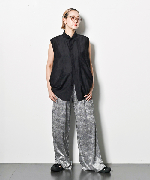 CITYSHOP（シティーショップ）の「OPPOSITE SHIRT VEST：シャツ（シャツ/ブラウス・レディース・ブラック/ホワイト・FREE）」の7枚目の写真