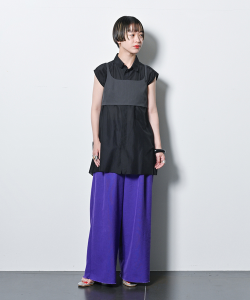 CITYSHOP（シティーショップ）の「OPPOSITE SHIRT VEST：シャツ（シャツ/ブラウス・レディース・ブラック/ホワイト・FREE）」の8枚目の写真