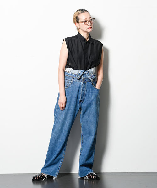 CITYSHOP（シティーショップ）の「OPPOSITE SHIRT VEST：シャツ（シャツ/ブラウス・レディース・ブラック/ホワイト・FREE）」の9枚目の写真