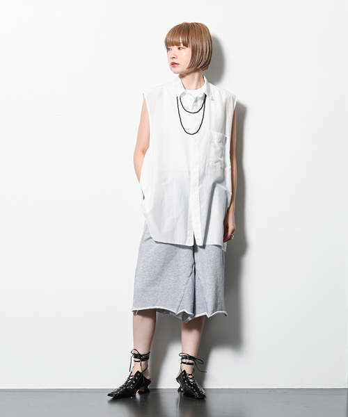 CITYSHOP（シティーショップ）の「OPPOSITE SHIRT VEST：シャツ（シャツ/ブラウス・レディース・ブラック/ホワイト・FREE）」の10枚目の写真