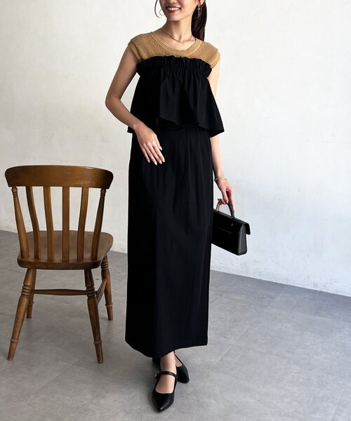 Chez toi（シェトワ）の「3WAYナロースカート（スカート・レディース・グレイッシュベージュ/キャメル/ブラック・FREE）」の2枚目の写真