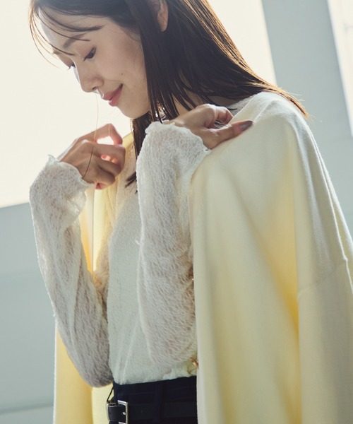 ROPE' PICNIC（ロペピクニック）の「レースカットソートップス（Tシャツ/カットソー・レディース・ブラック/オフホワイト・FREE）」の2枚目の写真