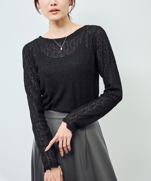 ROPE' PICNIC（ロペピクニック）の「レースカットソートップス（Tシャツ/カットソー・レディース・ブラック/オフホワイト・FREE）」の17枚目の写真