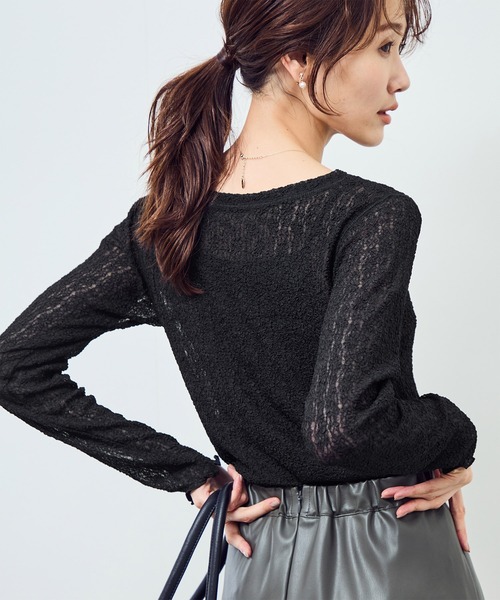 ROPE' PICNIC（ロペピクニック）の「レースカットソートップス（Tシャツ/カットソー・レディース・ブラック/オフホワイト・FREE）」の18枚目の写真