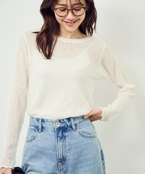 ROPE' PICNIC（ロペピクニック）の「レースカットソートップス（Tシャツ/カットソー・レディース・ブラック/オフホワイト・FREE）」の11枚目の写真