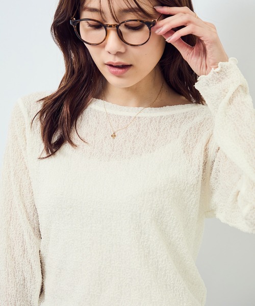 ROPE' PICNIC（ロペピクニック）の「レースカットソートップス（Tシャツ/カットソー・レディース・ブラック/オフホワイト・FREE）」の12枚目の写真