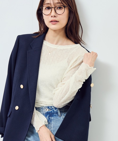 ROPE' PICNIC（ロペピクニック）の「レースカットソートップス（Tシャツ/カットソー・レディース・ブラック/オフホワイト・FREE）」の13枚目の写真