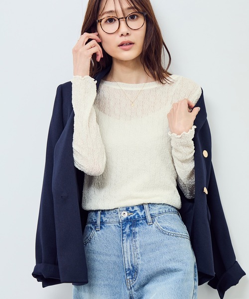 ROPE' PICNIC（ロペピクニック）の「レースカットソートップス（Tシャツ/カットソー・レディース・ブラック/オフホワイト・FREE）」の14枚目の写真