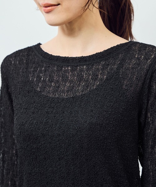 ROPE' PICNIC（ロペピクニック）の「レースカットソートップス（Tシャツ/カットソー・レディース・ブラック/オフホワイト・FREE）」の6枚目の写真