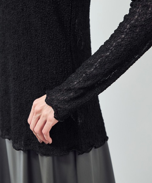 ROPE' PICNIC（ロペピクニック）の「レースカットソートップス（Tシャツ/カットソー・レディース・ブラック/オフホワイト・FREE）」の7枚目の写真