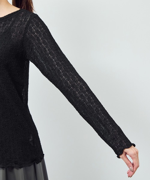 ROPE' PICNIC（ロペピクニック）の「レースカットソートップス（Tシャツ/カットソー・レディース・ブラック/オフホワイト・FREE）」の8枚目の写真