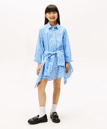 GIRLS ストライプシャツワンピース