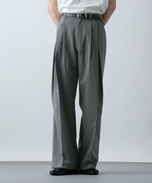 セール】【SET UP対応】クリスプディープタックワイドパンツ(HARE