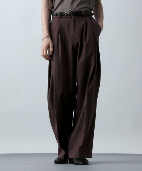 セール】【SET UP対応】クリスプディープタックワイドパンツ(HARE