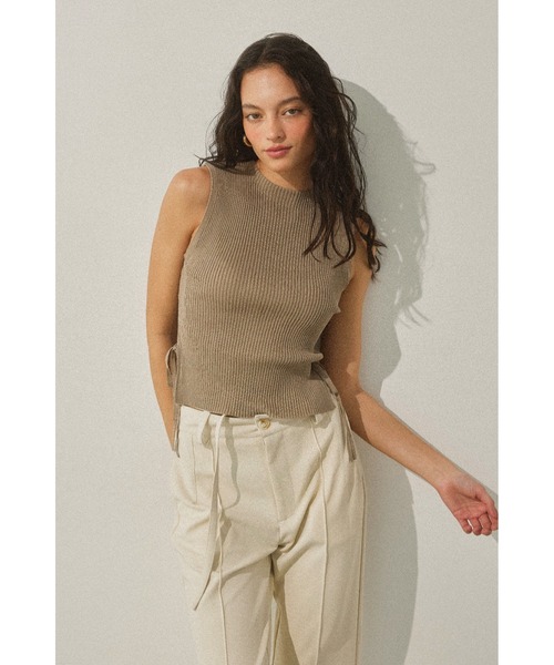 alexiastam サイドリボンハイネックニットタンクトップス Side Ribbon High Neck Knit Top /サイドリボンタンク（タンク
