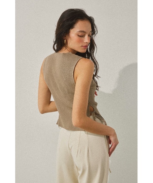 Side Ribbon High Neck Knit Top /サイドリボンタンク（タンク