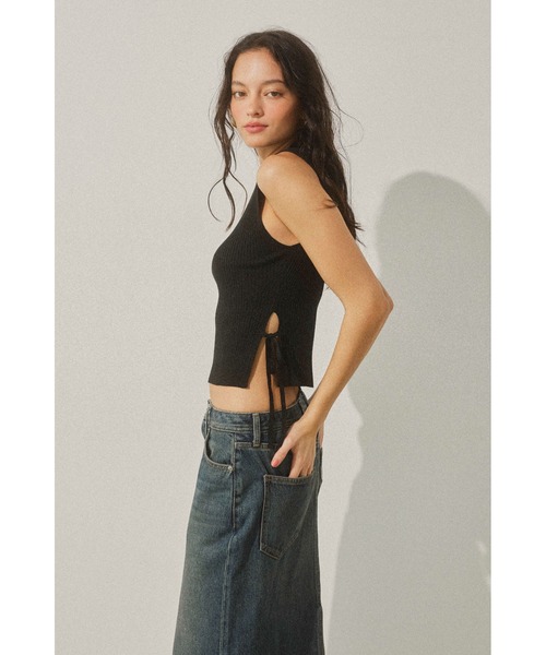 alexiastam サイドリボンハイネックニットタンクトップス Side Ribbon High Neck Knit Top /サイドリボンタンク（タンク