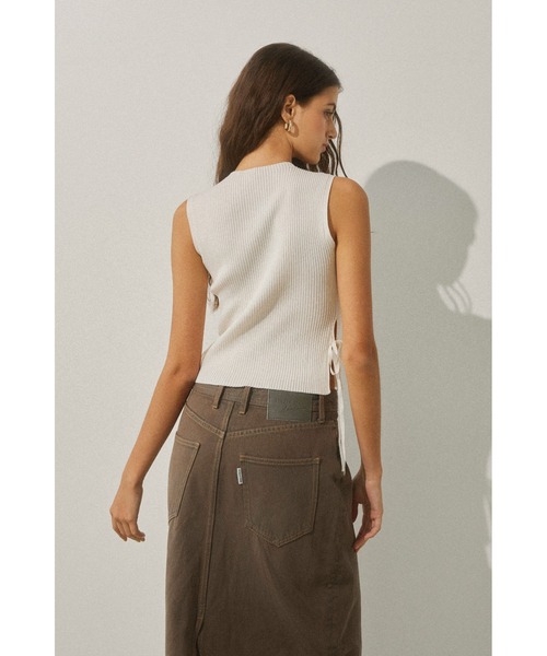 Side Ribbon High Neck Knit Top /サイドリボンタンク（タンク