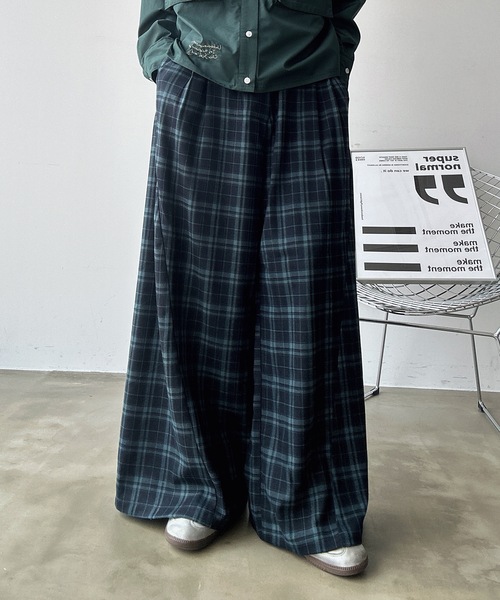 UNDERSTATEMENTs（アンダーステイトメント）の「【ユニセックス】切り替えワイドストレートスラックス（スラックス・メンズ・ブルー系その他/ブラック・SMALL/MEDIUM/LARGE）」の13枚目の写真