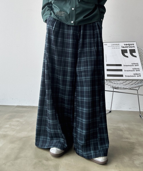 UNDERSTATEMENTs（アンダーステイトメント）の「【ユニセックス】切り替えワイドストレートスラックス（スラックス・メンズ・ブルー系その他/ブラック・SMALL/MEDIUM/LARGE）」の14枚目の写真