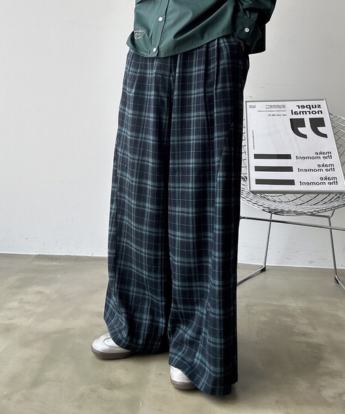 UNDERSTATEMENTs（アンダーステイトメント）の「【ユニセックス】切り替えワイドストレートスラックス（スラックス・メンズ・ブルー系その他/ブラック・SMALL/MEDIUM/LARGE）」の16枚目の写真